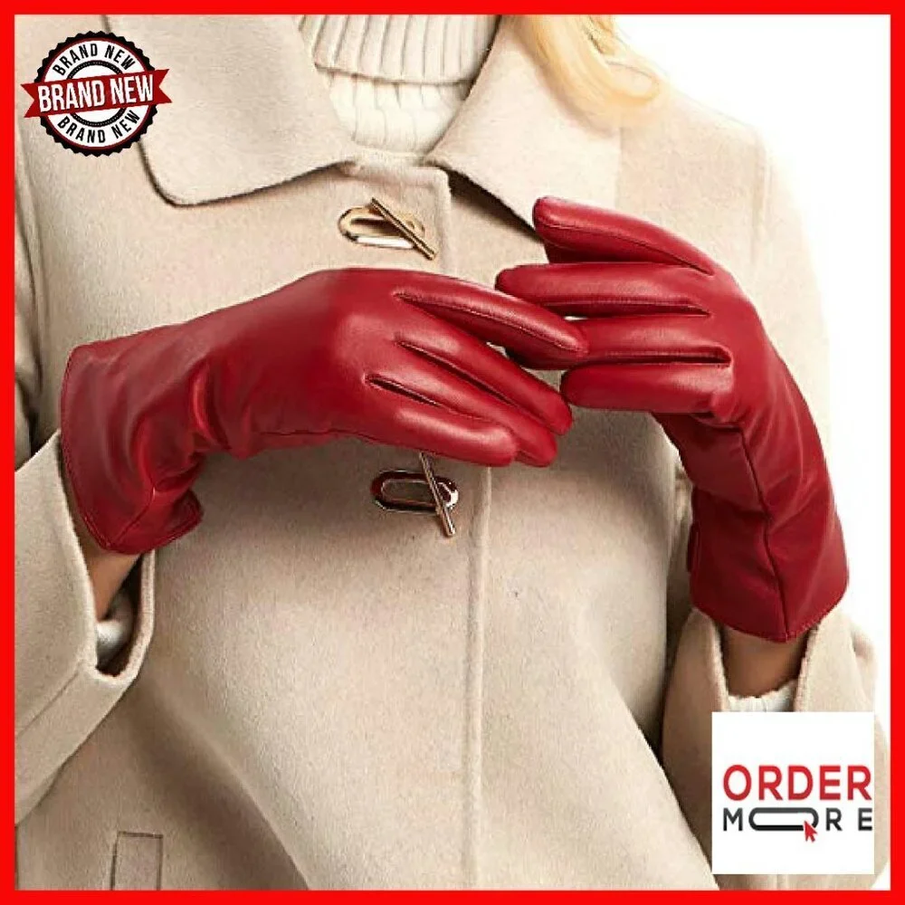 Women's Nappa Lambskin Leather Gloves Cashmere Lined Cold Weather